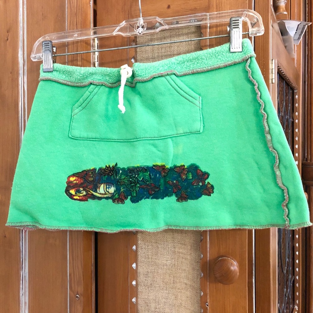 2B Free Green Mini Skirt With Draw String